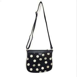 Fossil Black Canvas Polkadot Crossbody Bag